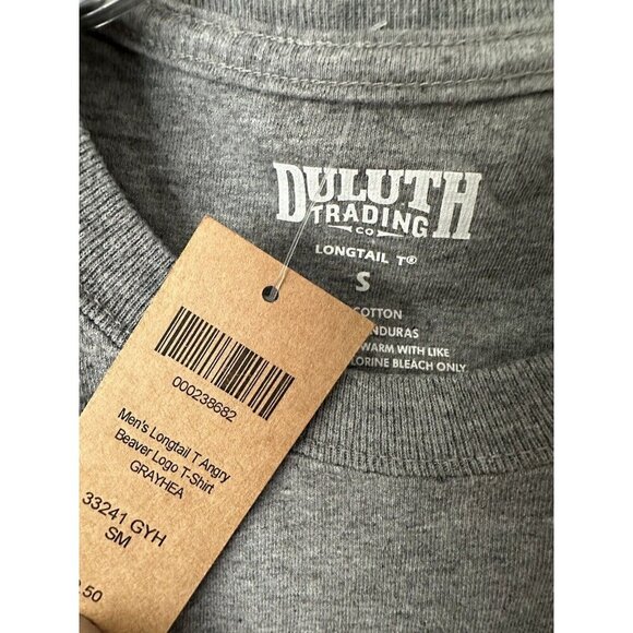 Duluth Trading Co T Shirt Mens Small Gray Angry Beaver Relaxed Fit Longtail Work - Picture 4 of 5